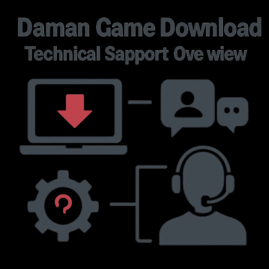 Diagram explaining Daman Game Download Technical Support Overview.